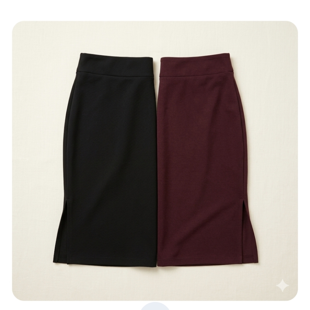 Nine West Double Pack Pencil Skirts in Black and Burgundy